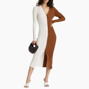 Staud: Shoko Colorblock Body-Con Sweaterdress